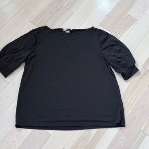 H&M Black Boat Neck Top | Lightweight Short Sleeve | Size Medium | Gently Worn